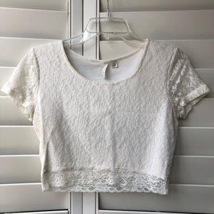 Frenchi White Lace Crop Top